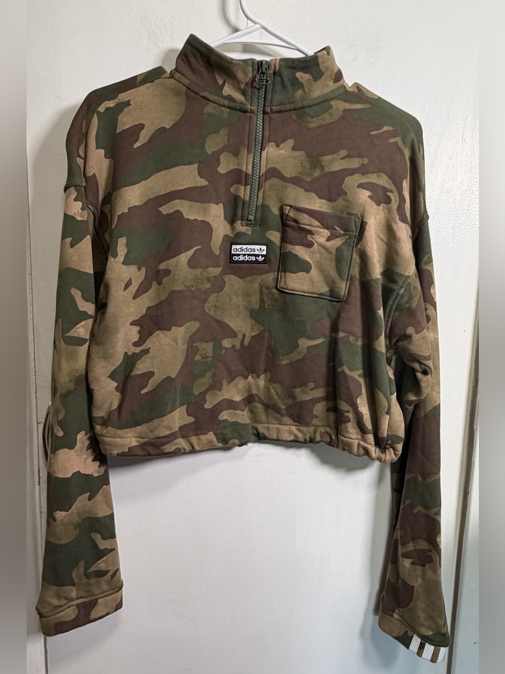 Adidas Camo Crop 3/4 Zip Jacket